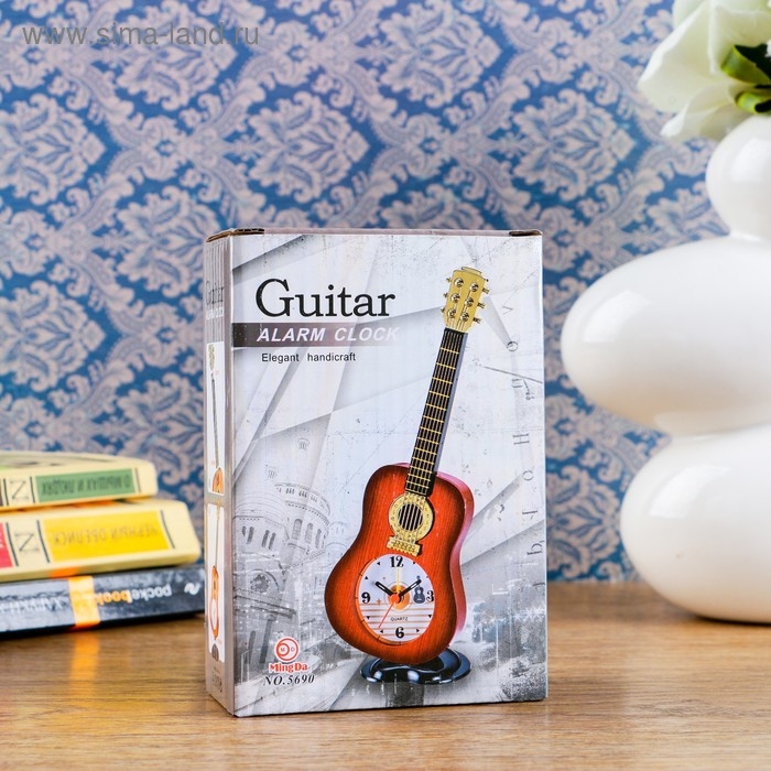 Часы настольные будильник "Гитара", циферблат d-5.5 см, 21.5 х 8.5 см