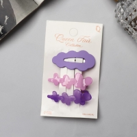 Зажим для волос &laquo;Джаннет&raquo; (набор 3 шт) 5 см, фиолетовый