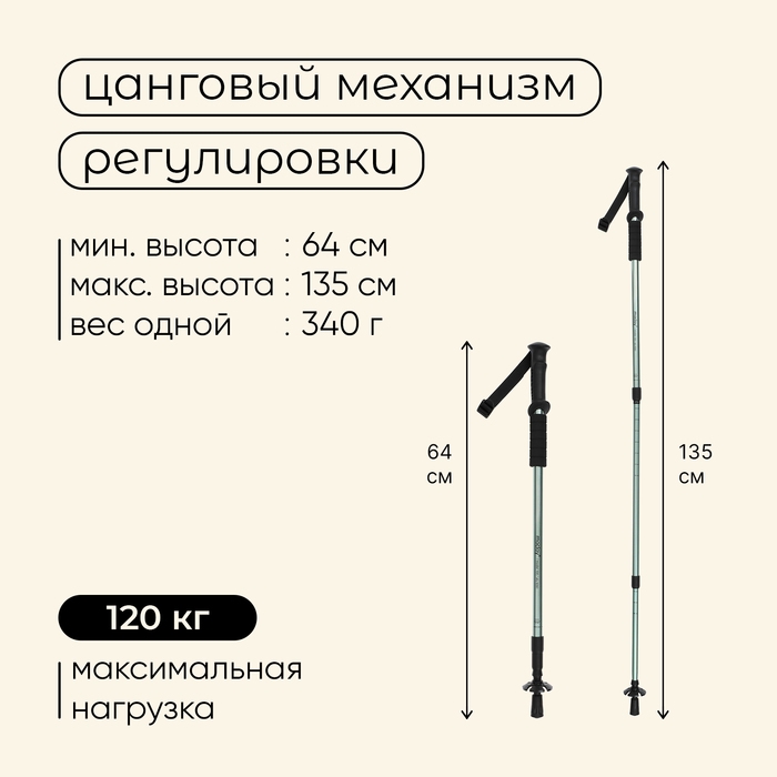 Палки треккинговые maclay Alu 100, телескопические, 2 шт.