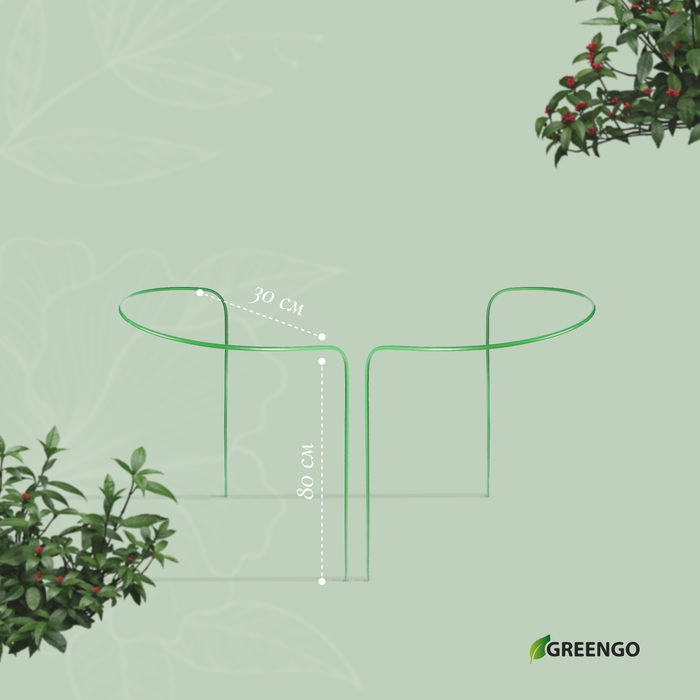 Кустодержатель, d = 30 см, h = 80 см, ножка d = 0,3 см, металл, набор 2 шт., зелёный, Greengo