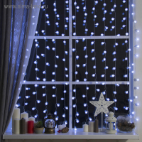 Гирлянда &laquo;Занавес&raquo; 2 х 1.5 м с насадками &laquo;Ёжики&raquo;, IP20, прозрачная нить, 360 LED, свечение белое, 8 режимов, 220 В