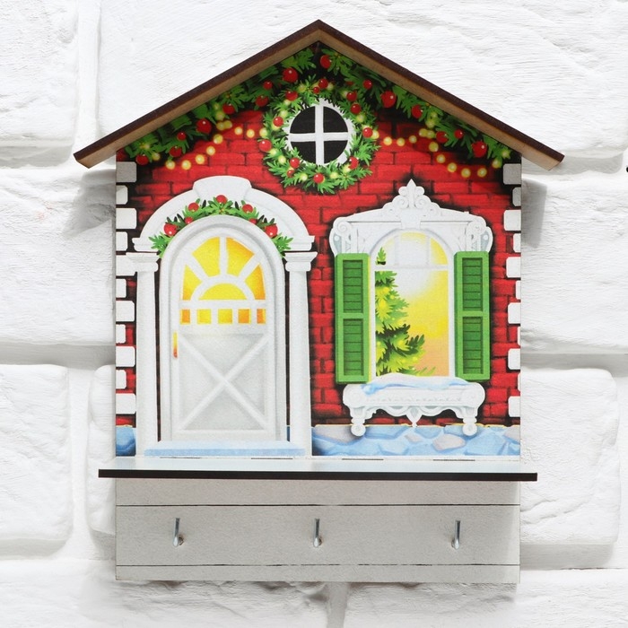 Ключница настенная новогодняя &laquo;Новогодний дом&raquo;, на Новый год