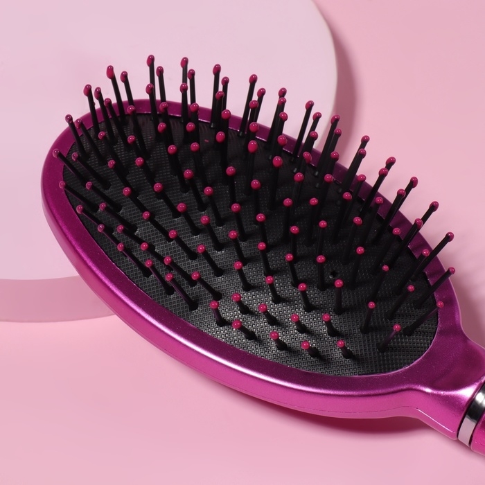 Расчёска массажная, 7,5 &times; 24 см, цвет малиновый