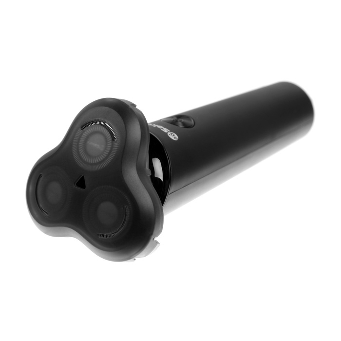 Электробритва Sakura SA-5430BK, 5 Вт, роторная, 3 головки, сухое бритьё, АКБ, чёрная