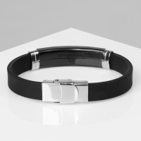 Браслет унисекс &laquo;Мощь&raquo; прямоугольник с узором, цвет чёрный с серебром, 22 см