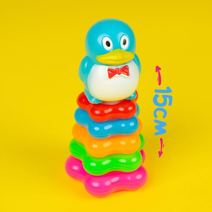 Пирамида &laquo;Пингвин на цветке&raquo;, 5 колец