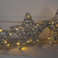 Светодиодная фигура &laquo;Звёзды серебристые&raquo; 20, 25, 30 см, металл, 220 В, свечение тёплое белое