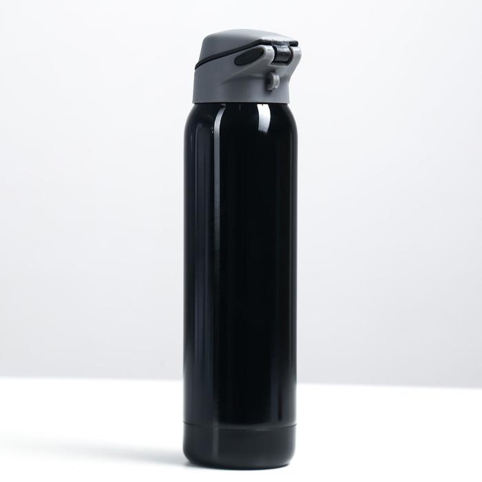 Термос, 500 мл, Спорт, 5.5 х 23 см,  с трубочкой, черный