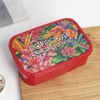 Ланч-бокс прямоугольный, 1200 мл, &laquo;Попробуй счастье на вкус&raquo;