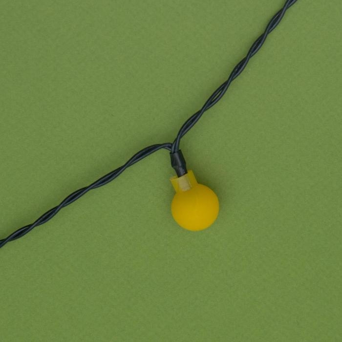 Гирлянда &laquo;Нить&raquo; 4.5 м с насадками &laquo;Шарики&raquo;, IP44, тёмная нить, 30 LED, свечение жёлтое, 2 режима, солнечная батарея