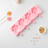 Форма для мороженого &laquo;Лапки&raquo;, силикон, 26&times;14 см, 4 ячейки (8,5&times;8,5 см), цвет МИКС