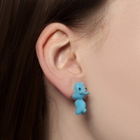 Серьги из полимерной глины &laquo;Бегемот&raquo;, цвет голубой