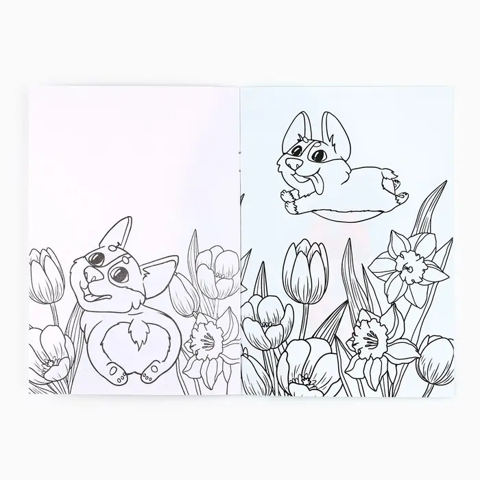 Блокнот раскраска А5, 8 страниц &laquo;Корги. 8 марта&raquo;