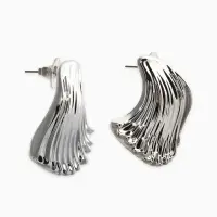 Серьги пластик "Волна", цвет серебро