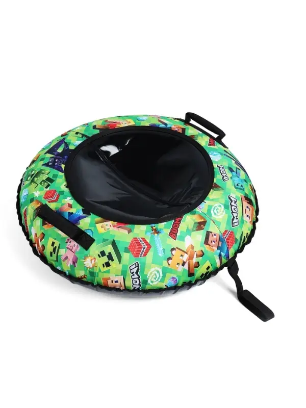 Тюбинг &ndash; ватрушка &laquo;Пиксели&raquo;, диаметр чехла 90 см, зелёная, чёрный, Winter Star