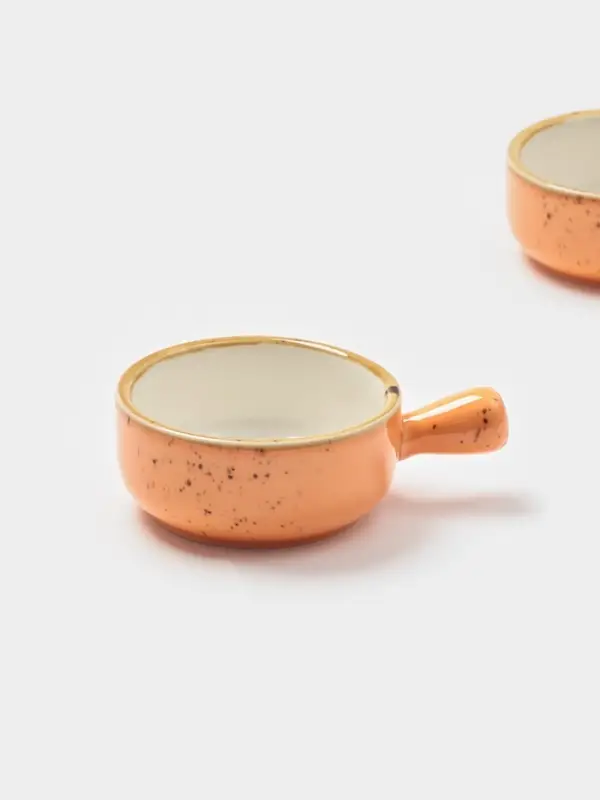 Кокотницы Magistro &laquo;Церера&raquo;, набор 2 шт., 100 мл, d=7.5 см, фарфор, оранжевые