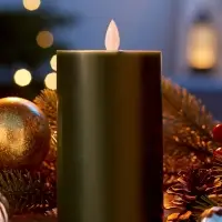 Светодиодная свеча восковая "Глубокий зеленый", 15x7 см, АААx3 (не в компл.), Т/БЕЛЫЙ