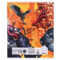 Тетрадь в клетку 24 листа, 5 видов МИКС, тиснение, обложка мелованный картон, &laquo;Человек-паук&raquo;