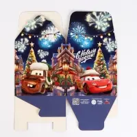 Коробка складная "С Новым годом!", Тачки , 12 х 12 х 12 см