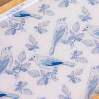 Блюдо прямоугольное "Синие птицы" дерево манго 41х15 см