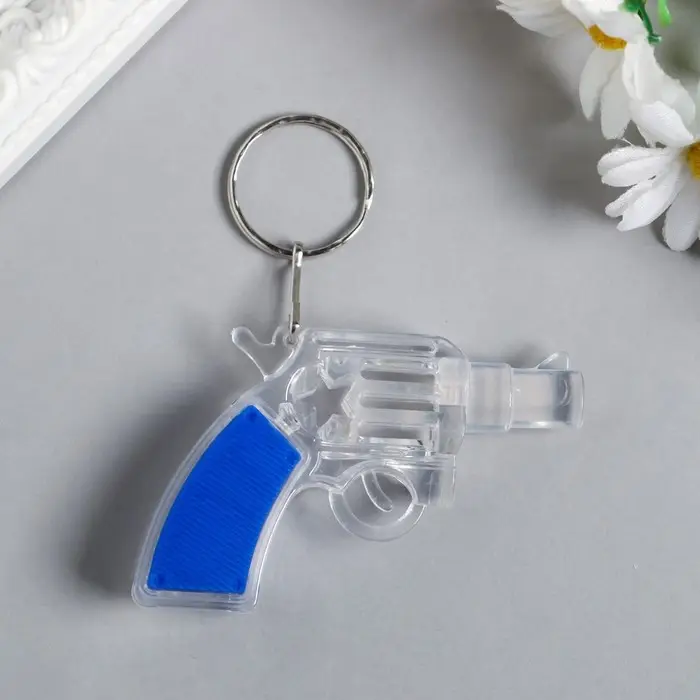 Фонарик брелок для ключей на кольце &laquo;Револьвер&raquo;, мигает, 6.5&times;4.5&times;1.5 см, МИКС