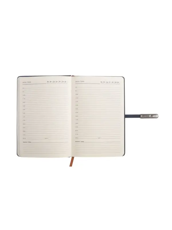 Ежедневник недатированный формат А5, с хлястиком, 112л, линия, пвх, Узор Синий