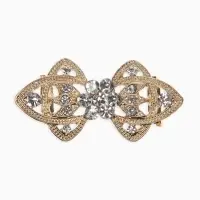 Зажим для кардигана "Ажур", лепестки, цвет белый в золоте