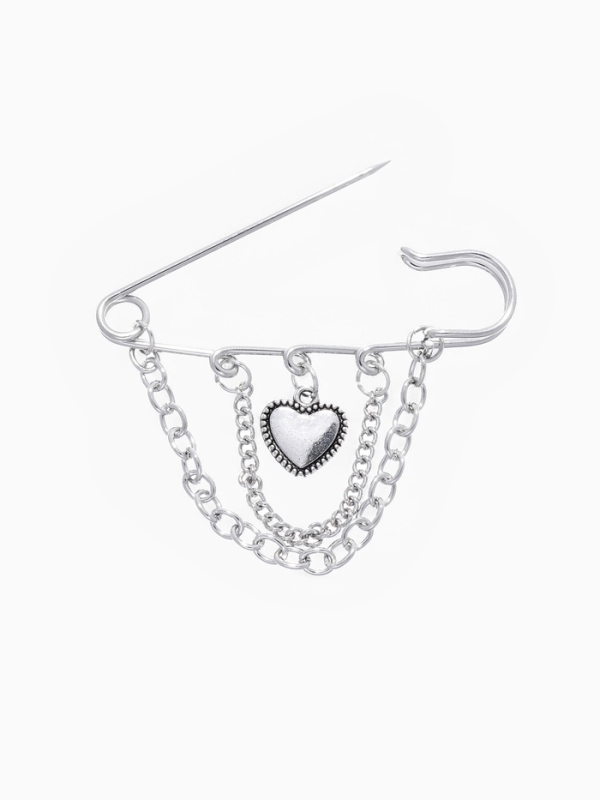 Булавка &laquo;Сердце&raquo; с цепочками, цвет перламутровый в серебре