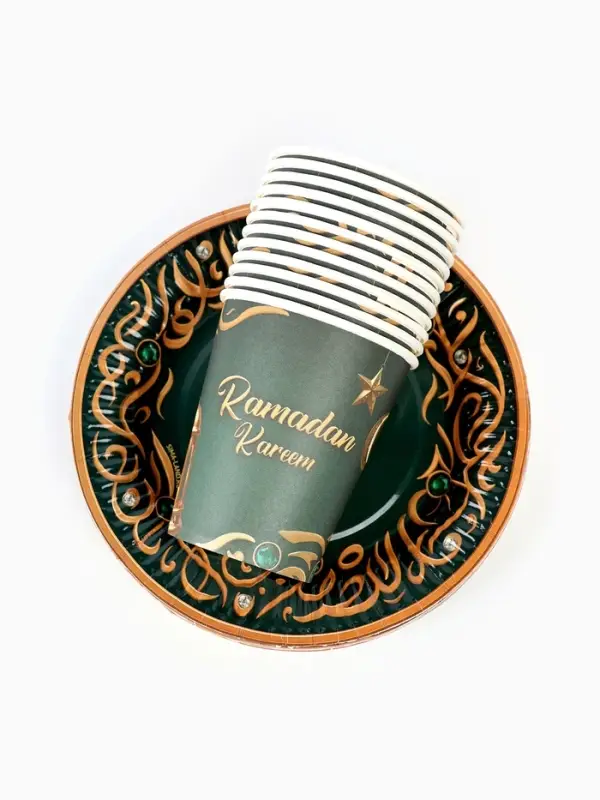 МП Набор бумжаной посуды &laquo;Ramadan Kareem&raquo;, зелёный, 12 персон