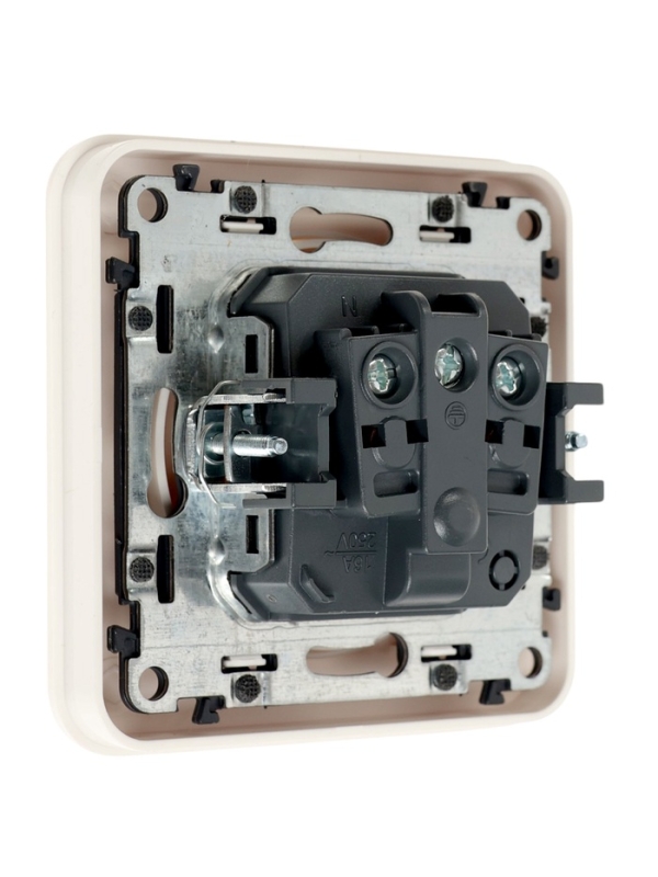 Розетка одноместная, серия "Circular", 16 А, скрытая, с з/к, белая