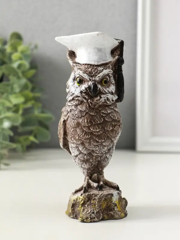 Фигура "Филин ученый", высота 14 см, коричневый