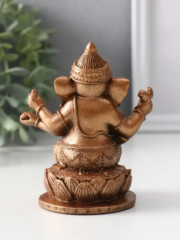 Фигура &laquo;Ганеш на лотосе&raquo;, 10.5&times;9&times;8 см, бронза