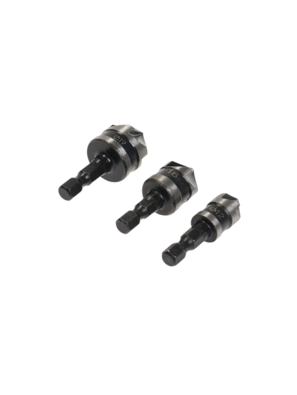 Набор зенкеров ТУНДРА, 12, 16, 19 мм, по дереву, пластику, цветным металлам, 3 шт.