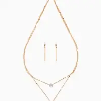 Набор 2 пред-та: серьги, колье "Минимализм", 45/55см, цвет белый в золоте