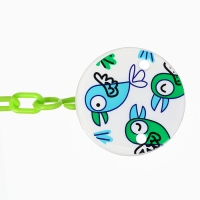 Набор: Соска - пустышка с держателем &laquo;Птички&raquo;, ортодонтическая, +6 мес, цвет зеленый