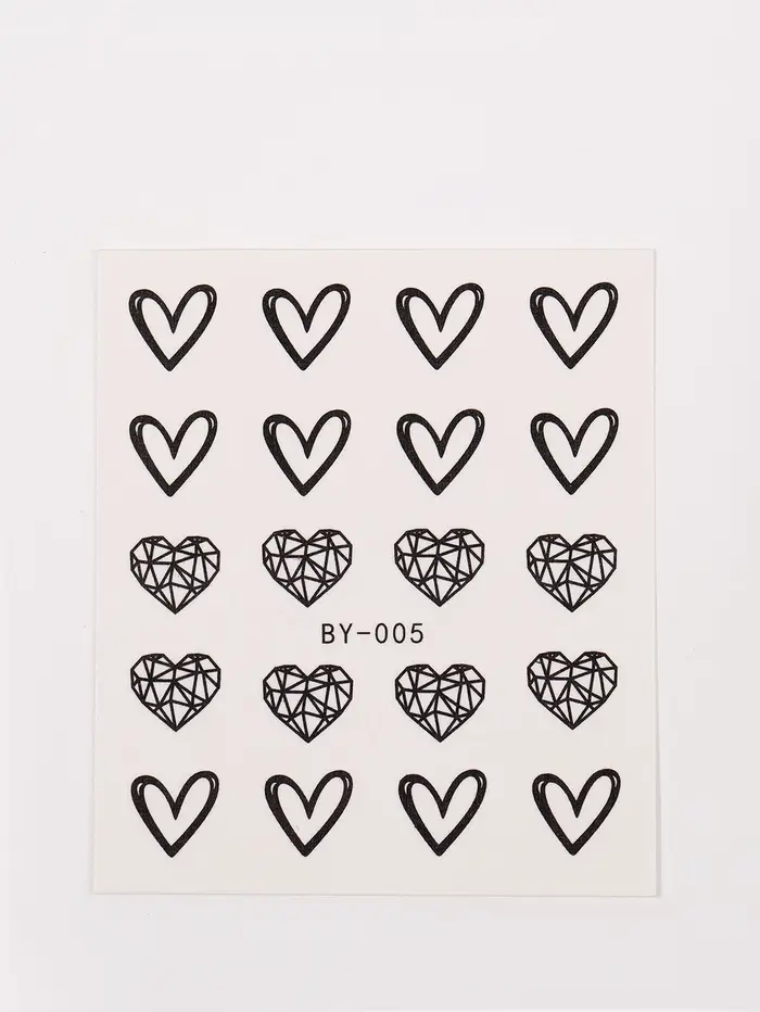 Слайдеры для ногтей &laquo;Пустые сердца&raquo;, чёрные