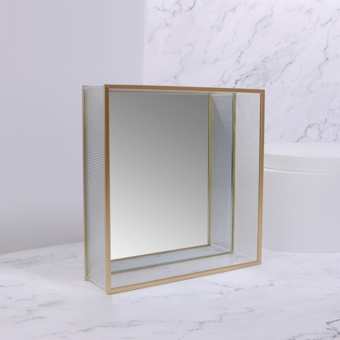 Органайзер для хранения &laquo;RIPPLES&raquo;, стеклянный, с зеркальным дном, 1 секция, 20 &times; 20 &times; 5 см, цвет прозрачный/медный