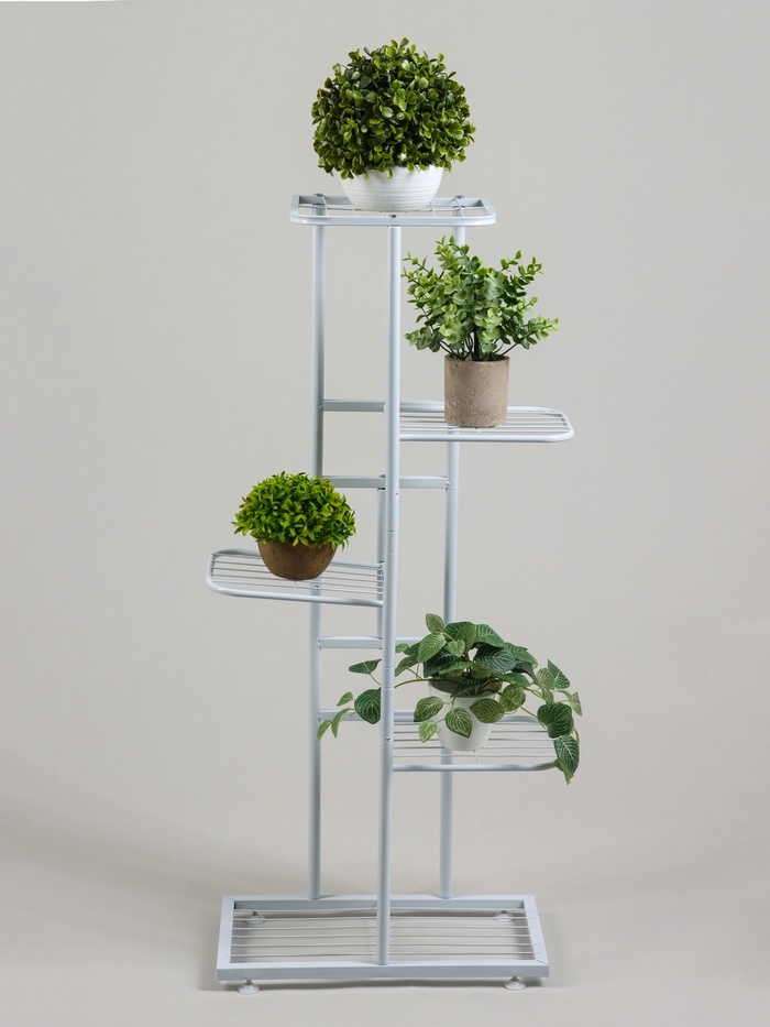 Подставка для цветов Greengo, 5 полок, 44 &times; 22 &times; 95 см, напольная, металл, белая
