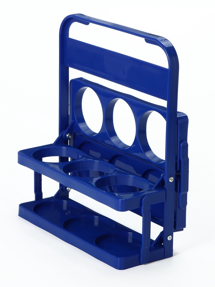 Переноска, подставка для 6 бутылок, 33 х 27,2 х 18 см, внутренний диаметр 7,8 см, синий