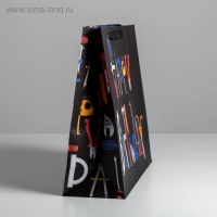 Пакет подарочный крафтовый горизонтальный, упаковка, Happy birthday, L 40 х 31 х 11.5 см