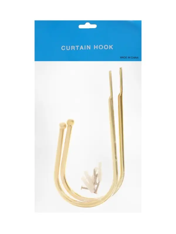 Крючок для штор ТУНДРА KS011, однорожковый, цвет золото, 2 шт