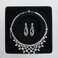 Набор 2 предмета: серьги, колье со стразами &laquo;Лёд. Паутина&raquo;, d=13.5 см, белый в серебре