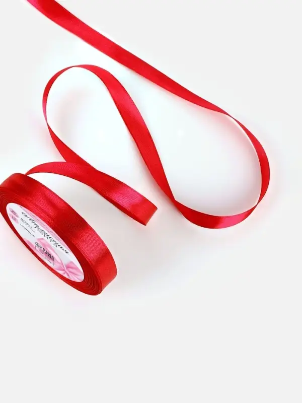 Лента атласная, 12 мм, 23&plusmn;1 м, красная №26