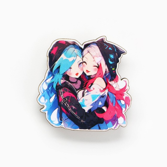 Значок на открытке &laquo;Подружки&raquo;, 10 х 8 см