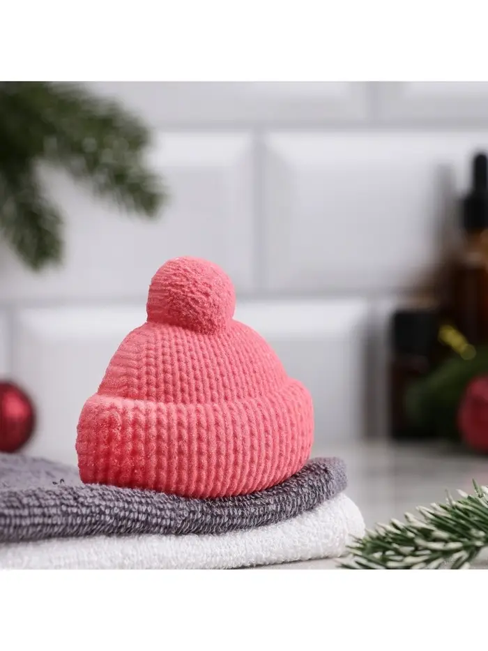 Бомбочка для ванны "Шапочка" с ароматом лаванды, красная, 65 гр