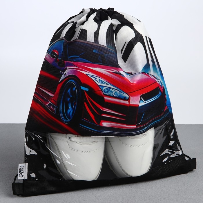 Мешок для обуви &laquo;Скорость&raquo; с прозрачным окном 30 х 40 см