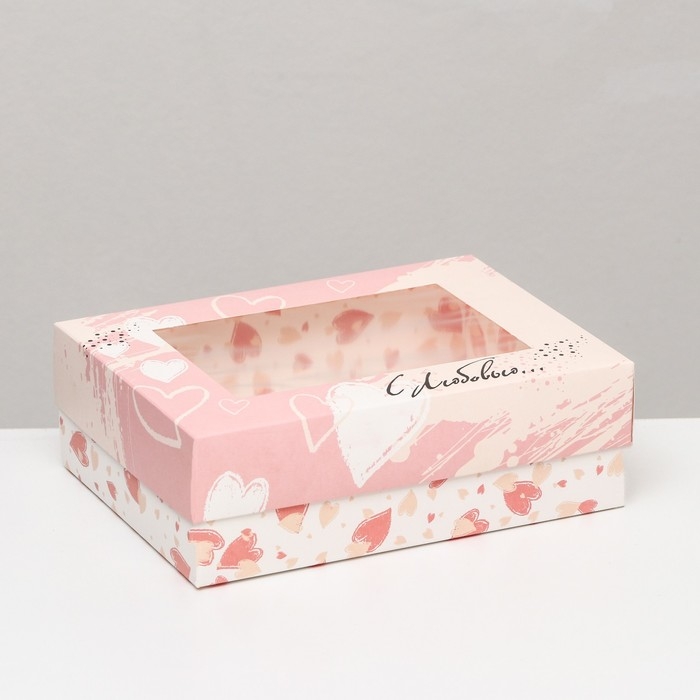 Коробка складная, с окном "С любовью"  21 х 15 х 7 см