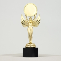 Наградная фигура &laquo;Ника с шаром&raquo;, подставка камень черная, 19 х 7 х 5 см