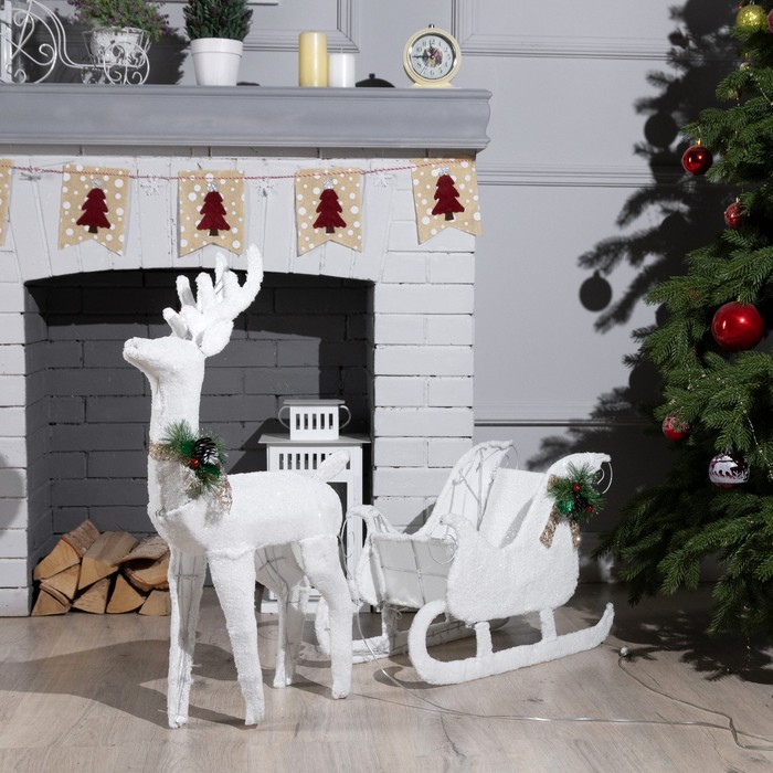 Светодиодная фигура &laquo;Олень&raquo;, 56 &times; 76 &times; 15 см, текстиль, металл, 220 В, свечение тёплое белое