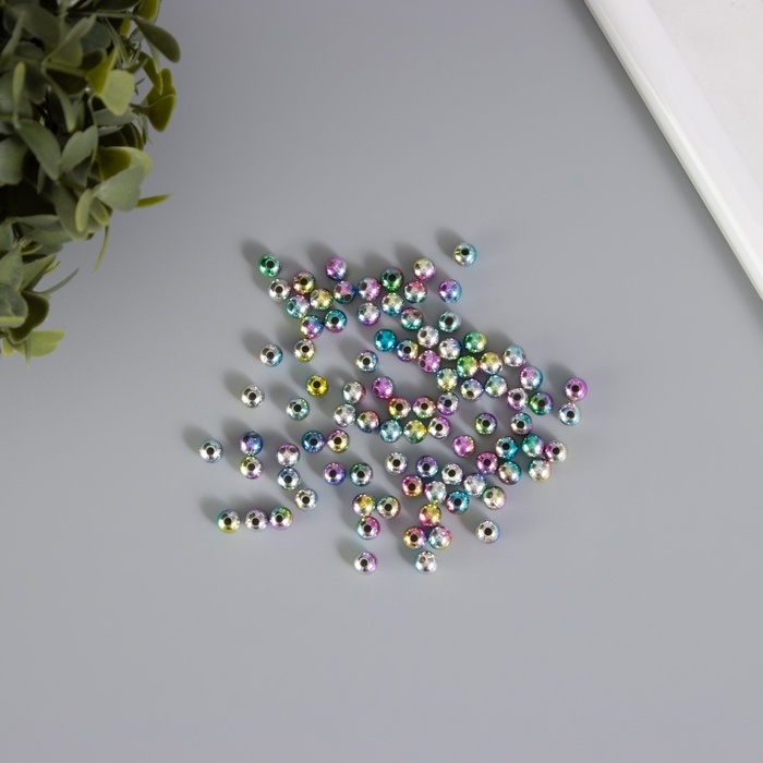 Бусины для творчества пластик "Хамелеон" набор 10 гр 0,6х0,6 см